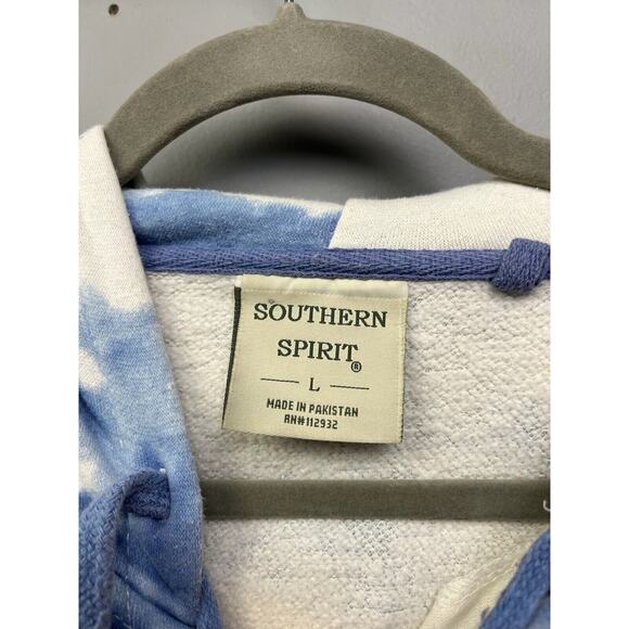 Sunriver Hoodie Womens Large Blue Tie Dye Pullover Sweatshirt Pocket Destination - Picture 4 of 8